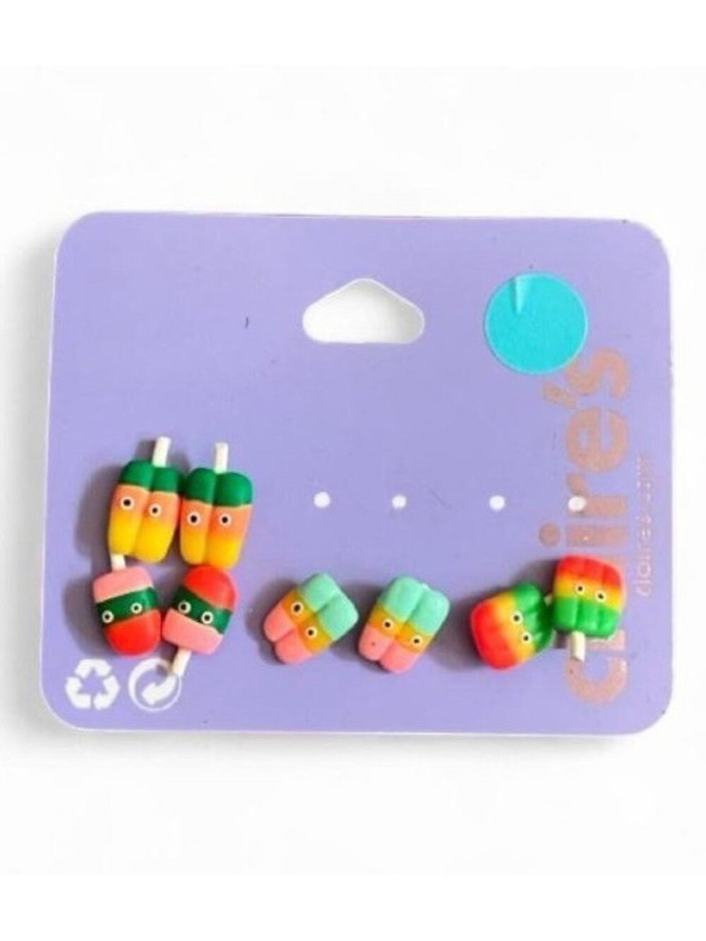 Claire’s Kawaii Popsicle Stud Earrings 4 Pairs Colorful Cute Summer
